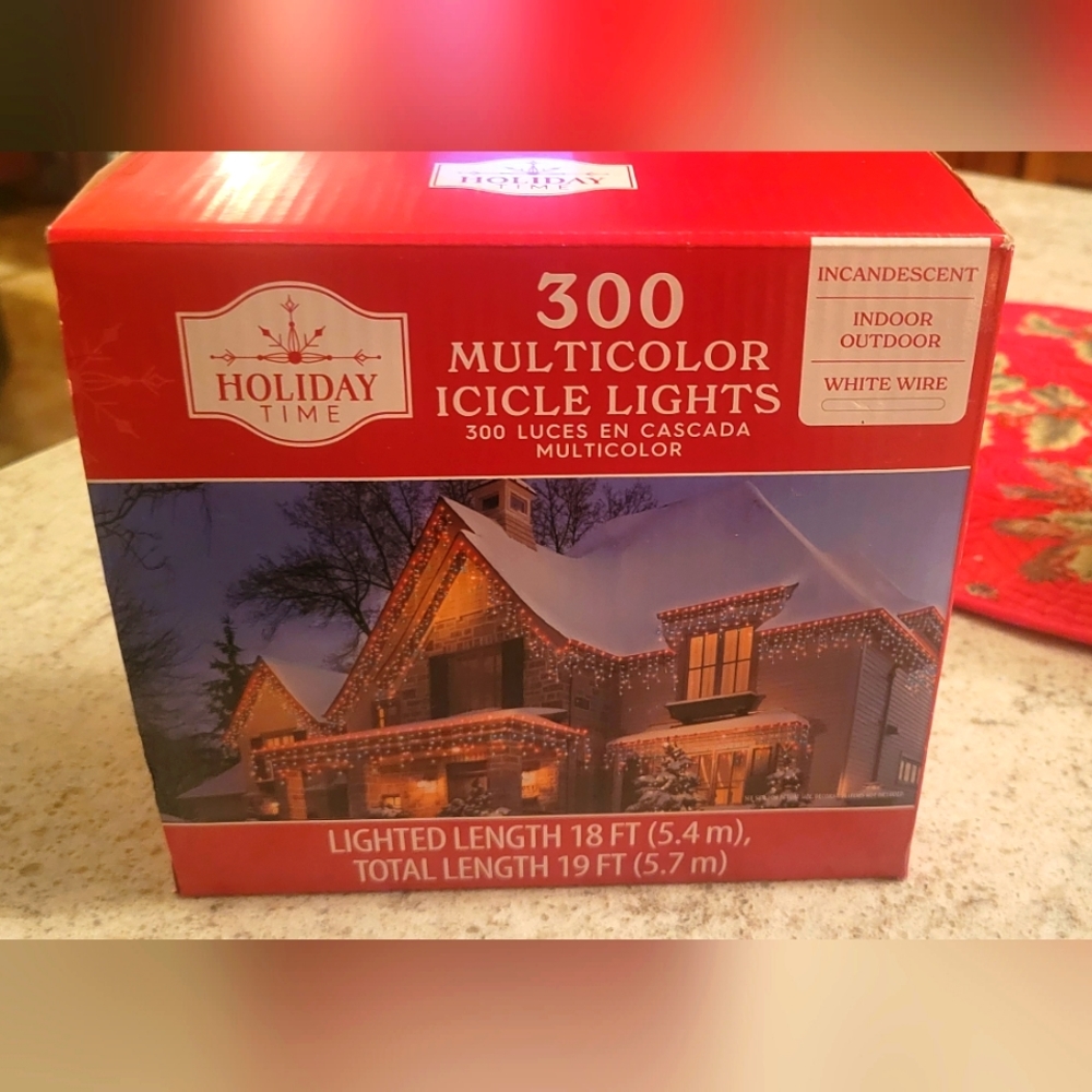 Holiday Time 300 Multicolor Icicle Lights, NIB